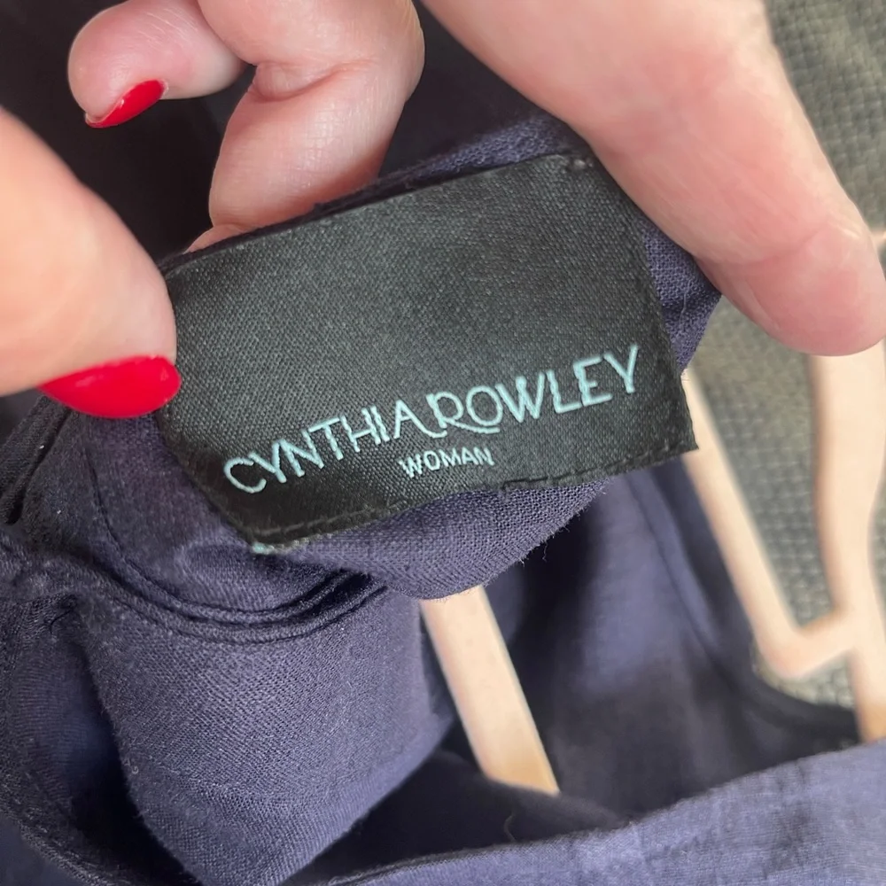 Cynthia Rowley Navy Top Battenberg Lace Edges 2X - Picture 3 of 8